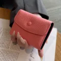 Rosa Leder Kartenetui minimalistische Akkordeon Geldbörse kompakt viele Fächer neu - Rosa