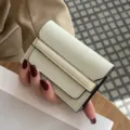 Minimalist genuine leather card holder for women, compact mini wallet with multi card slots. - Off White