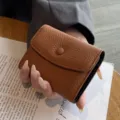 Porte-cartes en cuir véritable minimaliste accordéon marron étui organisateur compact - Marron
