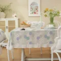 American style cotton patchwork tablecloth with ruffle hem for dining table or coffee table. - 90x90cm / Patchwork Print Colorful Series with Ruffles