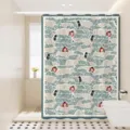 Detailweergave douchegordijn met Japans golfpatroon, waterdichte stof voor badkamer. - [Enkel Gordijn] Breedte 80x Hoogte 180 + Haken + Tiebacks / Japanse golven 02