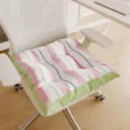 Thick striped seat cushion for office chair comfortable chair pad with colorful design - 40x40 cm Seat Cushion / Striped Pink and White