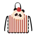 Tablier de cuisine mignon panda rouge rayé adulte anti-huile bavette style dessin animé - Chiot de Dessin Animé 1 Sangle Noire / 65x75cm