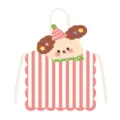 Joli tablier de cuisine pour chiot de dessin animé avec rayures roses et bords festonnés. - Chiot de Dessin Animé 2 Sangle Beiges / 65x75cm