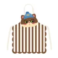 Joli tablier de cuisine fantaisie imprimé chat mignon et élégantes rayures marron. - Chiot de Dessin Animé 3 Sangle Beiges / 65x75cm