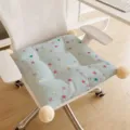 Comfortable thick chair cushion with colorful stars and cute corner pom poms for office use. - 40x40cm / Light Blue with White Pom-Pom