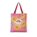Sac cabas en toile rose avec imprimé tournesol mignon et message doux pour l'école et le shopping. - Coton Lin Impression Double Face Fermeture Éclair Poche Intérieure / Vertical 04 Sangle Rouge