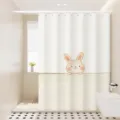 Cute cartoon rabbit waterproof shower curtain for bathroom dry wet separation home decor - Single Curtain (80x180cm) with Rings & Tieback / Door Frame Animal 02