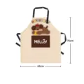 Cute cartoon puppy print kitchen apron with front pocket, adjustable strap, linen fabric - 65x75cm / Little Dog Style