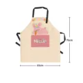 Pink cute bunny print kitchen apron with pocket, cotton linen material, 75x65cm size. - 65x75cm / Rabbit Style