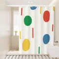 Modern waterproof shower curtain with abstract colorful geometric dots for bathroom decor. - [Single Curtain] Width 80x Height 180 + Hooks + Tiebacks / Colorful Ins Style 04