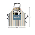Cute cartoon panda pattern kitchen apron with front pocket, comfortable cotton linen bib. - 65x75cm / Panda Style