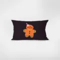 Coussin rectangulaire foncé de décoration avec un joli graphique de bonhomme en pain d'épices. - Merry Xmas-12