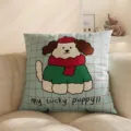 Cojín de sofá con bonito estampado de perro tierno y relleno, cojín decorativo acogedor. - 35x35cm (Solo funda de almohada) / Perro Feliz