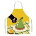 Bonito delantal de cocina gato dibujos animados pera sin mangas algodón para cocinar - Adulto Algodón Lino Espesado (65x75cm) / Gatito de flores de colza 02