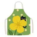 Lindo gato flor de colza tela cocina cocinar delantal sin mangas babero impermeable - Adulto Algodón Lino Espesado (65x75cm) / Gatito de flores de colza 04