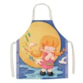 Cute cartoon girl cotton linen apron for kitchen cooking baking household daily use bib - Cartoon Girl 07