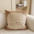 Niedliches Cartoon-Hund Motiv Kissen, weicher Samt Kissenbezug fuer Sofa Wohnzimmer. - Linie Lockiger Hund