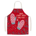 Delantal de cocina de tela roja navideña con bonito patrón de manoplas para hornear y cocinar. - Adulto / Navidad 1