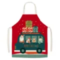 Christmas cartoon bus apron kitchen baking fabric bib festive red holiday gift coverall - Christmas 7