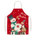 Christmas cartoon apron for kitchen baking, cute red fabric cooking apron with festive design. - Christmas 10