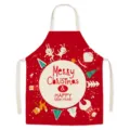 Christmas cartoon red fabric apron baking kitchen cooking bib cute holiday gift for home daily use - Christmas 11