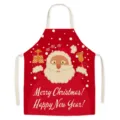 Christmas apron red cartoon Santa holiday baking kitchen festive party cotton linen material - Christmas 16