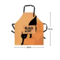 Adjustable black cat print kitchen apron with pocket, unisex cooking smock and bib for home. - 65x75cm (Adult Thickened Cotton Linen) / Dopamine Art Apron with Pocket 01 (Adjustable Black Strap)