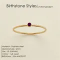 Minimalist 14K gold plated stainless steel birthstone ring with 2mm amethyst in US 5 size - June Purple - Gold / Circumference 49mm - US Size 5