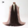 Elegant pearl chiffon gradient scarf in pink and brown tones for ethnic headscarf style - Gradient Style (2#) / 180cm / Nude and Coffee