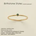 Delicate 14k gold plated stainless steel stackable ring with green peridot birthstone - August Light Green - Gold / Circumference 49mm - US Size 5