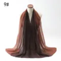 Premium gradient brown pearl chiffon scarf for head wrap or neck shawl accessory - Gradient Style (9#) / 180cm / Caramel and Coffee