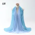Elegant gradient blue pearl chiffon headscarf for women, lightweight and breathable hijab wrap - Sea Blue and Light Blue