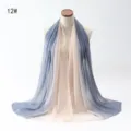 Elegant gradient chiffon hijab scarf in grey blue and beige cream mix style 12# - Gradient Style (12#) / 180cm / Beige + Gray