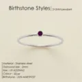 Minimalist stainless steel silver birthstone ring featuring purple amethyst stone - Circumference 49mm - US Size 5 / June Purple - Silver