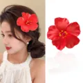 Rote Hibiskusblüte Haarklammer Süße Blumen Haarspange Seitliche Haar Accessoires Damen - 9# Krokodilklemme - Rote Blume