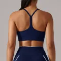 Soutien-gorge de sport bleu marine dos nageur, fitness course sous-vêtement femme idéal - S / Bleu Saphir