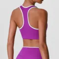 Soutien-gorge de sport dos nageur violet et blanc fitness entraînement haut de sport - S (Conseillé 65B-70B) / Hauts / Violet