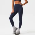 Leggings de yoga taille haute pour femme en bleu foncé, pantalon de sport gainant et confortable. - Bleu Marine