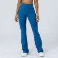 Hohe Taile Schlag Yoga Hose für Damen, elastische Sport Fitness Leggings schnell trocknend. - S / Blau