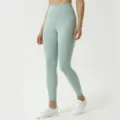 High-waist yoga pants for women, soft nude-feeling fitness leggings in sage green. - 4#/XS / Bottoms / Water Mirror Green