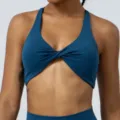 Sujetador deportivo azul con frente torcido para mujer yoga fitness entrenamiento top. - S / Tops / Azul Morandi
