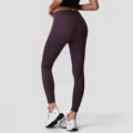 Dunkellila High-Waist Yoga-Leggings mit Seitentasche für Damen, professionelle Laufhose. - S (Empfohlen 40-52,5kg) / Violett Grau