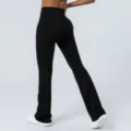 Schwarze Damen Schlag Yoga Hose mit hoher Taille, Po-Heben Fitness Sport Leggings. - S / Schwarz