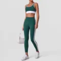 Grüner Farblock Sport-Bra und High-Waist Yoga Leggings Sportbekleidung Set für Damen Fitness. - S (Empfohlen 42.5-50kg) / Oberteil Und Hose / Grün