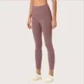 Leggings de yoga mauve de talle alto para mujer pantalones deportivos fitness suaves - 6#/S / Gris Paloma