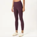 Pantalón de yoga de talle alto morado oscuro, legging cepillado suave para tu entrenamiento. - 8#/M / Púrpura Oscuro