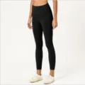 Pantalones de yoga negros de cintura alta para mujer, tejido cepillado suave, leggings moldeadores. - 6#/S / Negro
