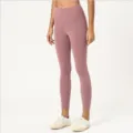 Women's high waist yoga pants, brushed naked feeling fitness leggings, dusty rose color. - 4#/XS / Bottoms / Rose Pink