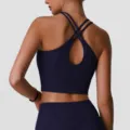 Soutien-gorge de sport femme dos croisé fitness entraînement crop top course à pied bleu marine - S / Bleu Violet Profond